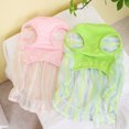 thumbnail image 3 of CBFFDC Puppy Skirt Breathable Mesh Dog Dress Striped Print Buttons Decor Ruffled Hem Contrast Color Patchwork Puppy Summer Skirt, 3 of 6