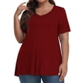 thumbnail image 2 of Timegard Womens Summer Tops Plus Size V-Neck Short Sleeve Comfy Long Tops Basic Tee Casual Loose Blouse, 2 of 7