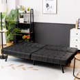 thumbnail image 3 of Costway Canapé-Lit Futon en Cuir PU Convertible Pliant Noir, 3 of 10