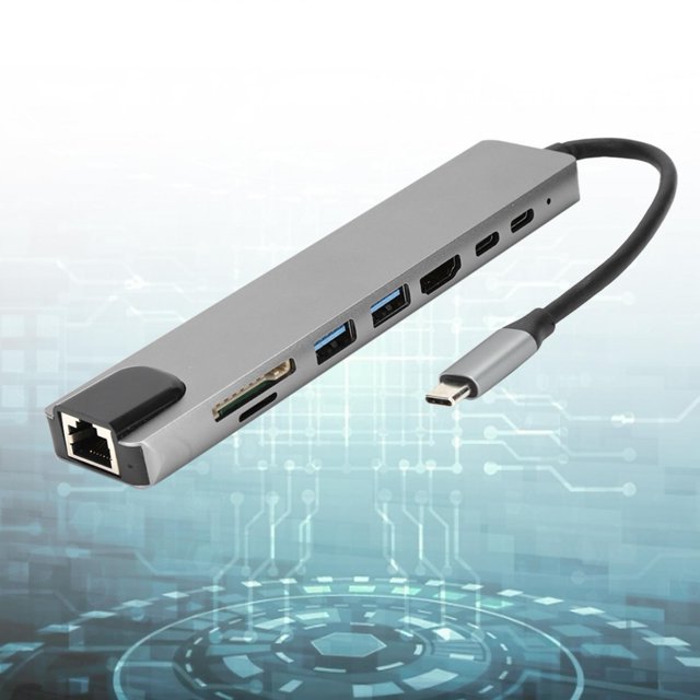 ANGGREK Station d'Accueil Hub 8-en-1 Typec vers RJ45 PD USB Typec Adaptateur Convertisseur, Type&8209, Po&8209