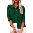 thumbnail image 1 of Chemises en Lin pour Femmes d'Été à Boutons, Chemises à Boutons pour Femmes avec Col à Manches Longues Blouse de Travail Haut, Chemises Habillées en Coton et Lin pour Femmes Tenue de Bureau Décontractée, Hauts Blouse de Travail Mode Amples à Revers, 1 of 8