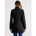 thumbnail image 4 of INSPIRE CHIC Manteau Long Classique pour Femme à Col Montant, Manches Longues, d'Hiver, Ceinturé, L Noir, 4 of 8