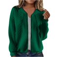 thumbnail image 1 of Veste Chandail Zippée Unie à Manches Longues en Tricot d'Hiver Décontractée pour Femme (Vert, 2TG), 1 of 6