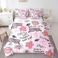 thumbnail image 1 of YST 7-Piece Comforter Set with Decorative Sheet Set, Pink Lips Diva Theme, Full Size, Polyester, Bed in a Bag, 1 of 5