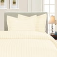 thumbnail image 1 of Mocassi 3-Piece Striped Duvet Cover Set, 1500 Thread Count, Button Closure - Cooling, Breathable Material- Wrinkle, Fade, Stain Resistant, Full/Queen, Ivory, 1 of 4