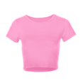 thumbnail image 4 of JIRNDf Hauts pour Femmes T-Shirts d'Été Tendance Mode Manches Courtes Mignon Court Basique Col Rond Coupe Ajustée Blouse pour Femmes Tunique Décontractée Hauts Rose m, 4 of 5