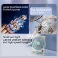 thumbnail image 4 of Blue Portable Card Fan Five Speeds 1800Mah Rechargeable Battery Hanging Desktop Design Brushless Motor Phone Holder Multi Function Cooling Device, 4 of 6