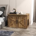 thumbnail image 4 of Gymax Cat Litter Box Enclosure w/ Double Barn Doors Removable Divider Middle Entry, 4 of 10
