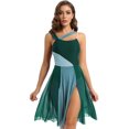 thumbnail image 3 of RUNQHUI Robe Justaucorps Sans Manches en Maille à Blocs de Couleur pour Danse Lyrique Contemporaine Moderne pour Femmes Vert P, 3 of 6