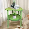 thumbnail image 1 of Four Leaf Sofa Side Table, EDHITNR Mobile Rolling Storage Snack Table, Double Layer Open Shelf Small Coffee Table for Living Room Bedside, 1 of 6