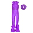 thumbnail image 1 of Lejafay Combinaison Sans Manches à Sequins pour Filles avec Couvre-Chef Jazz Disco Danse Body Performance Violet 14, 1 of 5