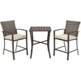 thumbnail image 1 of Patiojoy 3-Piece Patio Rattan Furniture Set Outdoor Bistro Set Cushioned Chairs & Table Set Brown, 1 of 5