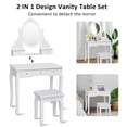 thumbnail image 3 of Gymax Coiffeuse de Salle de Bain en Bois avec Miroir, Ensemble Tabouret et Table, Blanc, 5 Tiroirs, 3 of 10