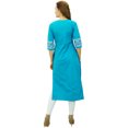 thumbnail image 2 of Phagun Kurta Droite Bleue pour Femmes Manches 3/4 Imprimée Décontractée Kurti-16, 2 of 2