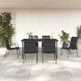 thumbnail image 1 of vidaXL 7 Piece Garden Dining Set Black Steel and Textilene, 1 of 5
