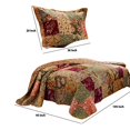 thumbnail image 5 of Benzara Ensemble de Courtepointe en Tissu Kamet avec Imprimés Floraux, Très Grand Lit, 3 Pcs, 5 of 5