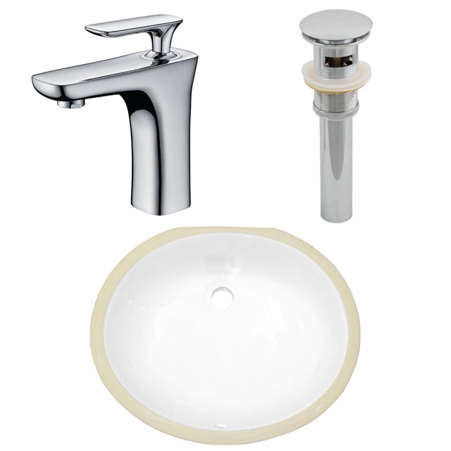 American Imaginations 18.25-in. W CSA Oval Bathroom Undermount Sink Set In White - Chrome Hardware - Overflow Drain Incl. AI-27078