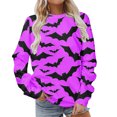 thumbnail image 1 of 2023 Chandail à Capuchon Surdimensionné pour Femmes Classique Imprimé d'Halloween Col Rond Manches Longues Chandail Ample Hauts Costumes d'Halloween/Noël Rabais de 50 % Liquidation, 1 of 4
