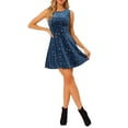 thumbnail image 1 of INSPIRE CHIC Robe Courte Sans Manches à Col Rond en Velours pour Femme, Costume de Noël, Étoiles, Bleu G, 1 of 6