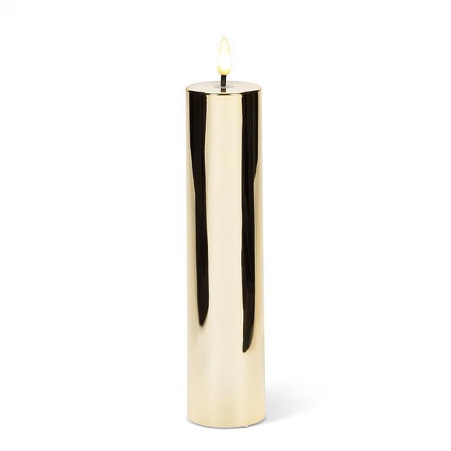 Set of 6 Pulsating 3D Gold Led Pillar Candle