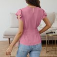 thumbnail image 4 of Zpanxa Women's Chiffon Blouse with Flutter Ruffle Sleeves and Fitted Waist, Solid Color Top, 4 of 4