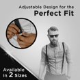thumbnail image 2 of Mens Elastic Y-Back Adjustable Clip-on Suspenders With Leather Trim- Red (Regular, 46" Long), 2 of 6