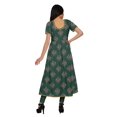 thumbnail image 4 of Moomaya Longues Robes Tuniques en Coton Imprimé à Manches Courtes avec Fente avant pour Femmes, 4 of 6