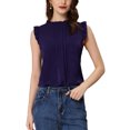 thumbnail image 1 of INSPIRE CHIC Women's Sleeveless Blouse Ruffled Pleated Wear-to-Work Chic Blouse M Dark Blue, 1 of 6