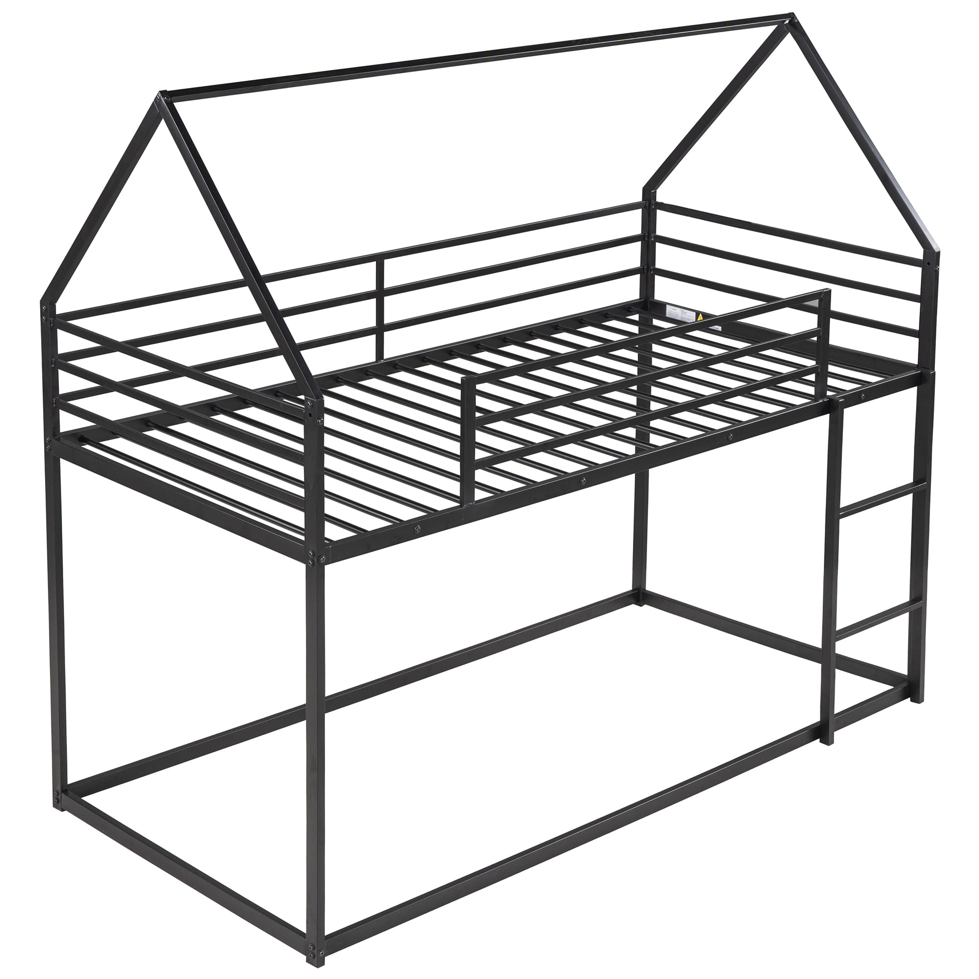 Noble House Twin over Twin House Bunk Bed with Built-in Ladder,Black