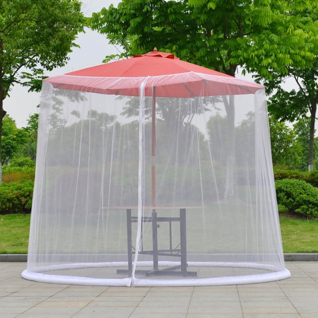 TOUMENY Outdoor Patio Straight Rod Umbrella Net Cover, 9-13FT Parasol Sun Umbrella Mosquito Net Screen, Breathable 200% Polyester Mesh with TPU Water Pipe Bottom, Weather Resistant Insect Protection
