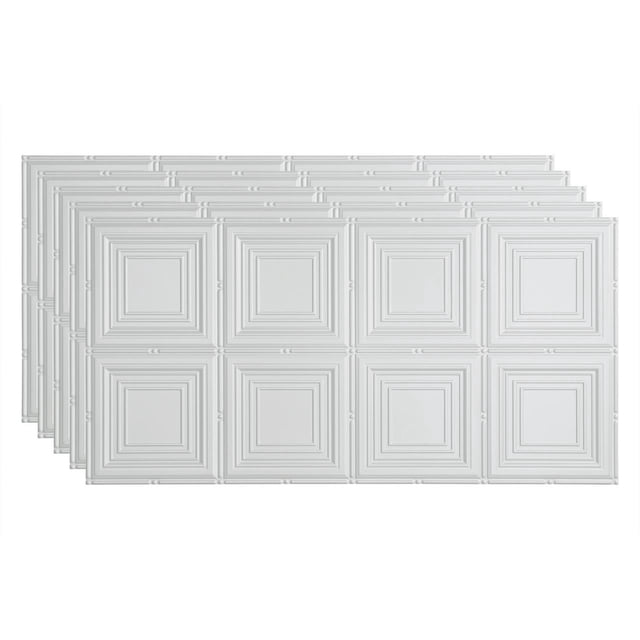 Fasade Portrait Vinyl 2ft x 4ft Glue Up Ceiling Panel Gloss White 5 Pack