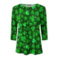 thumbnail image 4 of CEHVOM T-Shirt de la Saint-Patrick pour Femmes Manches 3/4, T-Shirts Imprimés Verts Chanceux, Mode Décontractée Col Rond Imprimé Saint-Patrick, 4 of 4