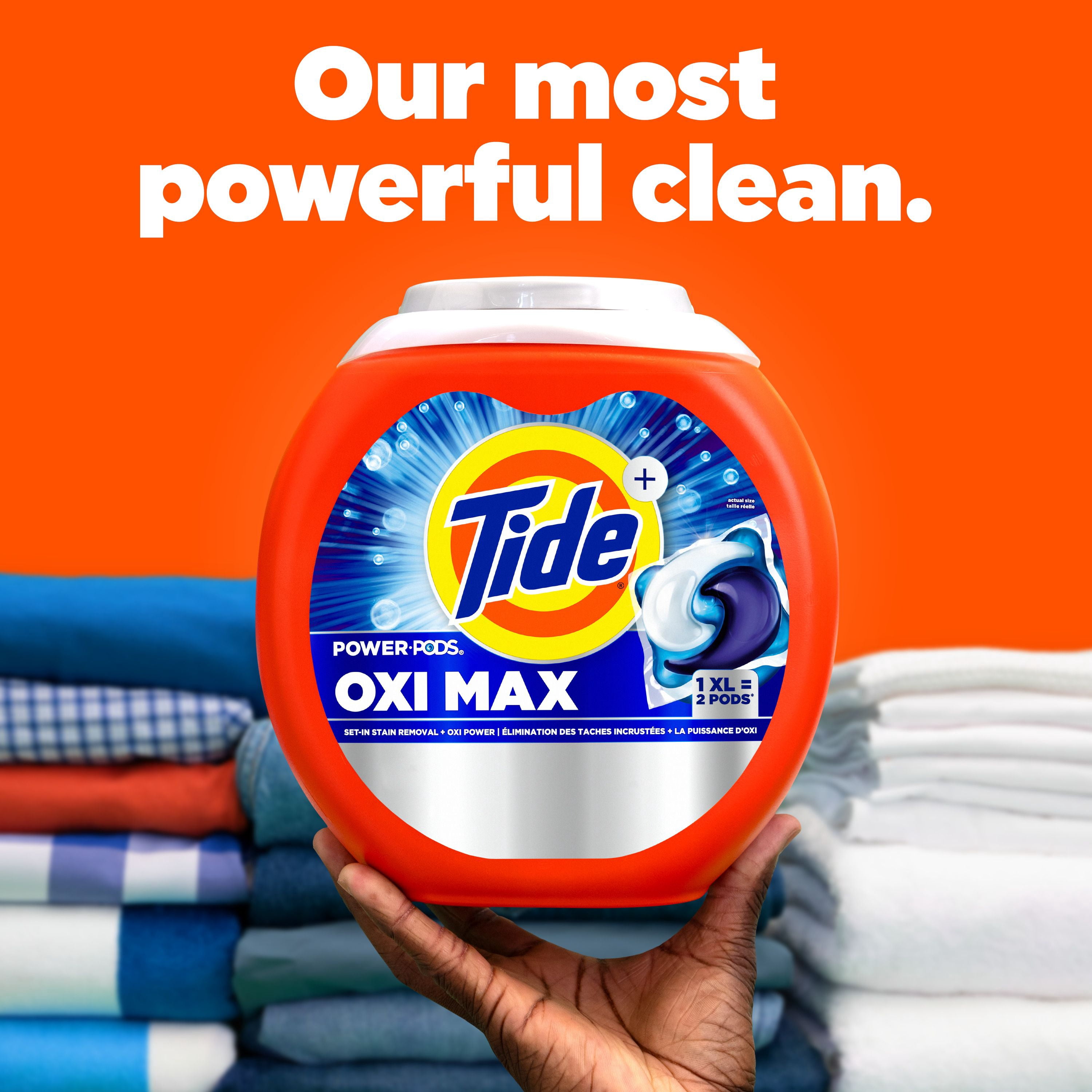 Tide Capsules Oxi Max Power Capsules de Détergent à Lessive, Détachant Plus Puissance Oxi, Capsules de Savon Détergent pour le Lavage de la Lessive, compatible HE, 3,96 Litres, 100 Brassées