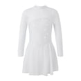 thumbnail image 1 of Linjinx Filles Enfants Justaucorps Robe de Danse Ballet à Manches Longues en Maille à Strass Assemblée Costume de Compétition de Patinage Artistique Blanc 16, 1 of 7
