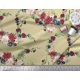 thumbnail image 2 of Soimoi Tissu Beige Poly Georgette Ranunculus & Penoy Imprimé Floral 1 Yard 52 Pouces de Large, 2 of 3