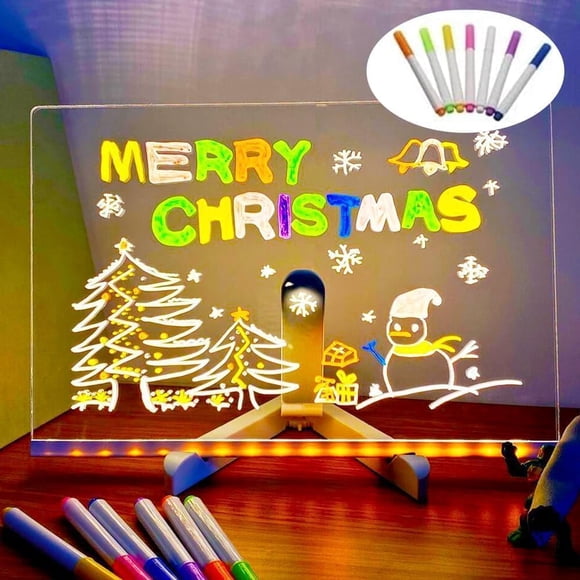 MesaSe LED Note Board with Colors Glowing Acrylic Message Board Led Drawing Marker Board Light Up D Ry Erasse Board with ADJUSTABLE PLACEMENT ANGLE Stand 1ml