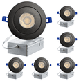 thumbnail image 1 of LED 4-Inch Black Gimbal Recessed Slim LED Pot Lights with Junction Box - Dimmable 7W 560LM, 3000K Warm White, 6-PACK, 1 of 1
