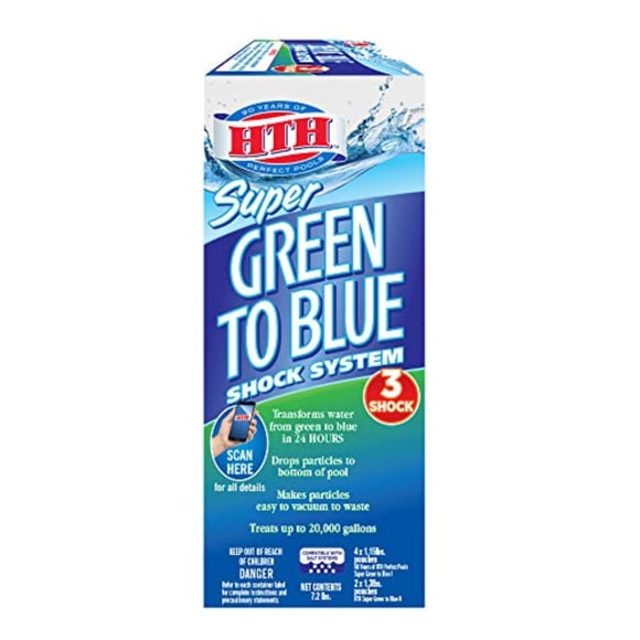 8303935 HTH SRN GRN TO BLU SHOCK HTH Super Green TO Blue Système de Choc à Granules 7,2 lb (Lot de 2)