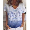 thumbnail image 1 of New Women's Floral Print Top V Neck Loose Short Sleeved T Shirt, 1 of 5