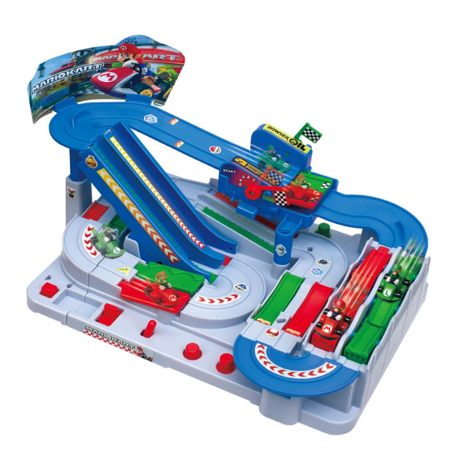 Epoch Games Super Mario Kart Racing Deluxe, Challenging Obstacle Course Track with Collectible Super Mario Kart Figures