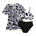 thumbnail image 1 of Hiiyo Girls 3 Piece Swimsuit Cow Print Bikini Set with Cover Up Bathing Suit, Sizes 4-11, 1 of 6