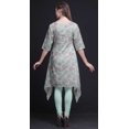 thumbnail image 3 of Bimba Hauts Imprimés Floraux Feuilles Vertes et Roses pour Femmes Kurti Asymétrique Robe d'Été pour Filles XXX-Large, 3 of 6