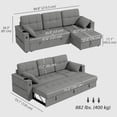 thumbnail image 3 of HOMCOM Sofa Bed, Pull Out Sleeper Couch with USB Ports, Chaise Storage, 3 of 10