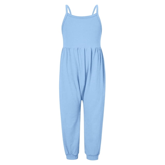 Girls Romper Solid Jumpsuits Rompers for Girls Sleeveless Rompers with Pockets Clothes for Girls 3T