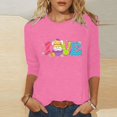 thumbnail image 1 of Xihbxyly Hauts Décontractés pour Femmes T-shirt à Col Rond Imprimé de Pâques à Manches 3/4 T-shirt à Col Rond Chandail à Enfiler Tendance à Petit Budget, 1 of 5