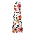 thumbnail image 5 of Pisexur Robes pour Femmes à Col en V Sans Manches Robe Maxi Taille Élastique Robe Évasée à Étages Robe d'Été Mode à Imprimé Floral Robe de Bal d'Été Décontractée Ample Longue Robe Confortable Fluide Robe Portefeuille pour Plage Vacances, 5 of 5