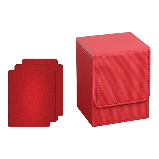 HILABEE Card Deck Box Game Card Storage PU Leather Lightweight Premium Holds 100 Red