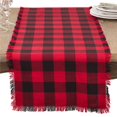 thumbnail image 1 of SARO  16 x 72 in. Rectangle Cotton Runner with Buffalo Plaid &amp; Fringe Design  Red, 1 of 1