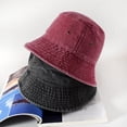 thumbnail image 3 of Bucket Hat Wine Red Fisherman Hat Vintage Foldable Denim Simple Style Bucket Hat for Men, 3 of 6