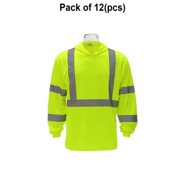 D & S 2-Tones Reflective Safety Hoodie, Long Sleeve, 12 Pack - 100% Polyester, Size: Adult
